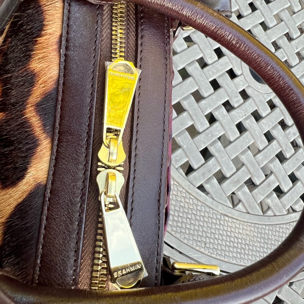 Brahmin Hudson Wine Granada Leopard Satchel - Picture 2 of 16